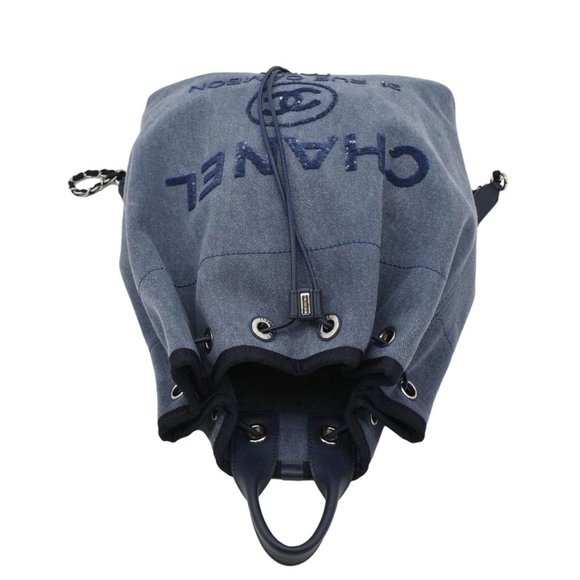CHANEL  Deauville Large Denim Backpack Blue main image 4